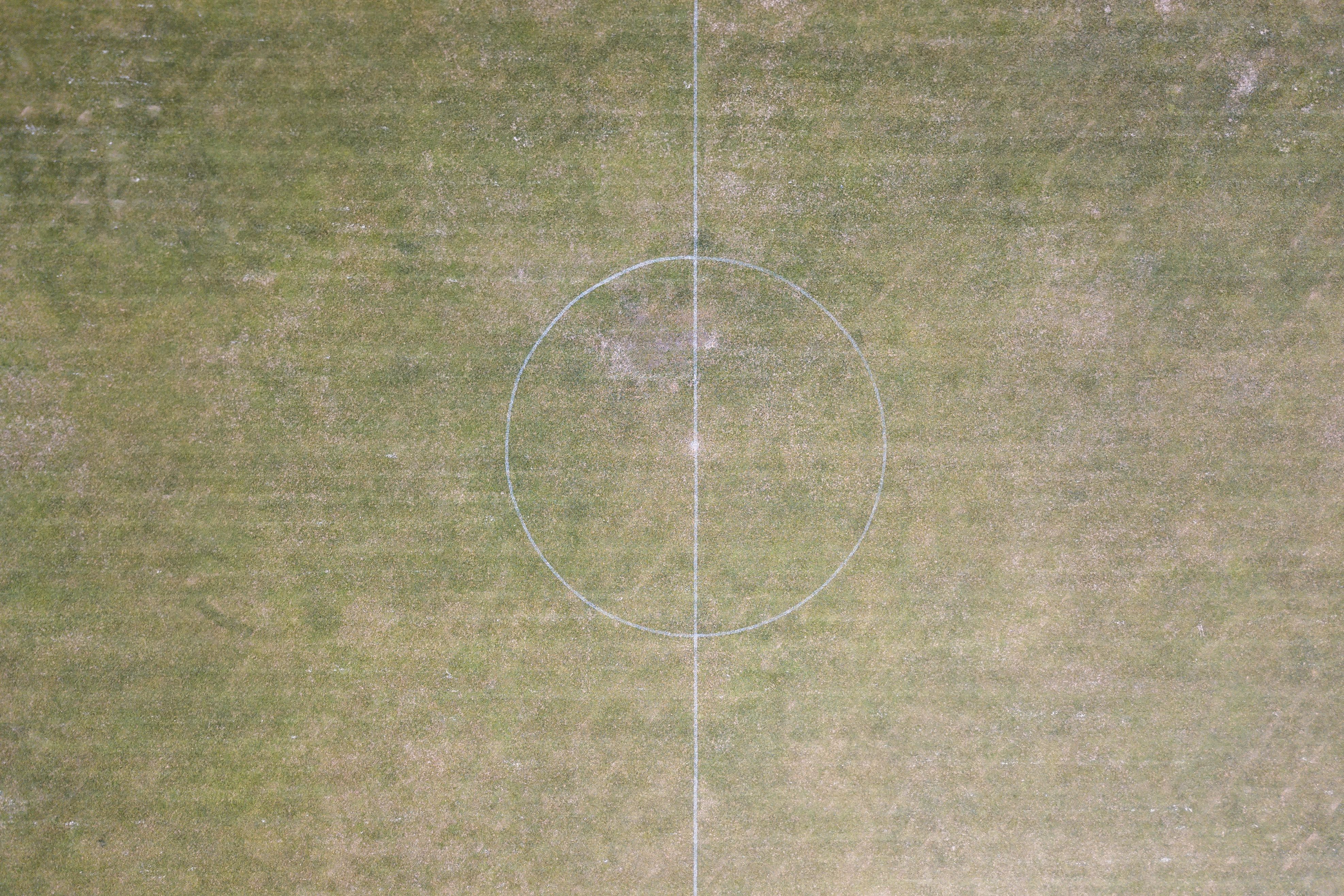 Aerial shot of a very dry soccer pitch