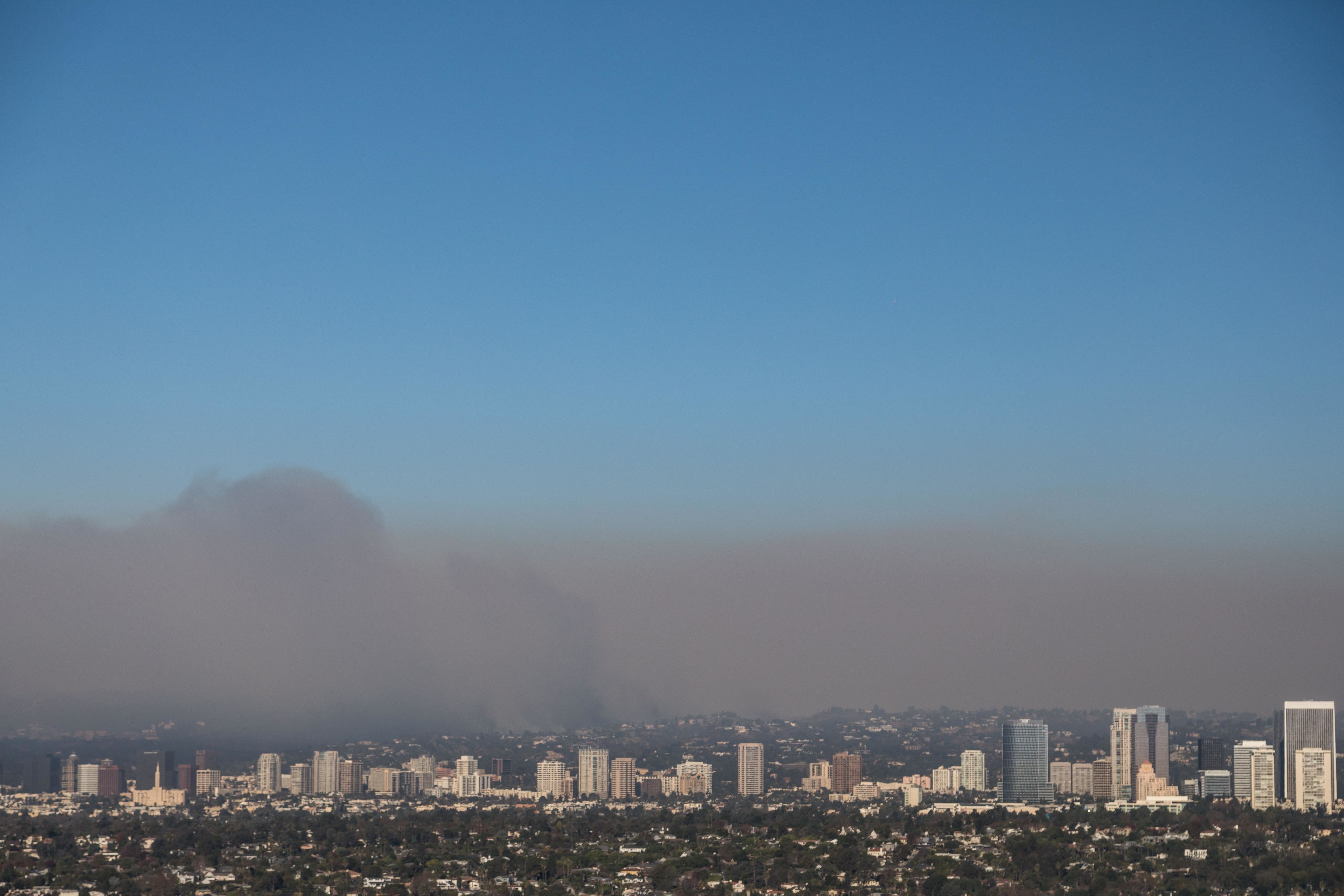 Smog caused by wildfires in Los Angeles, U.S.