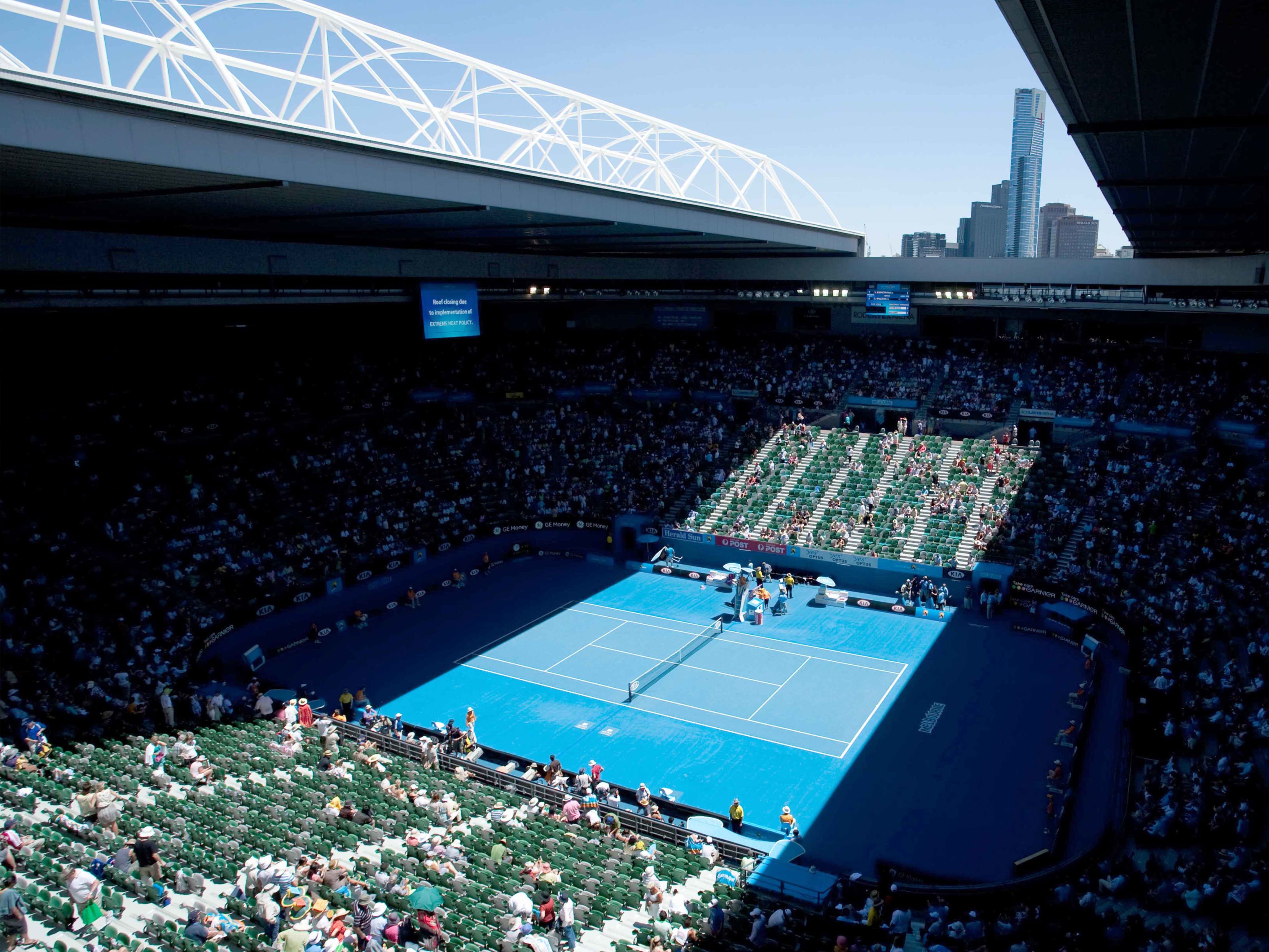 The Rod Laver Arena on a sunny day