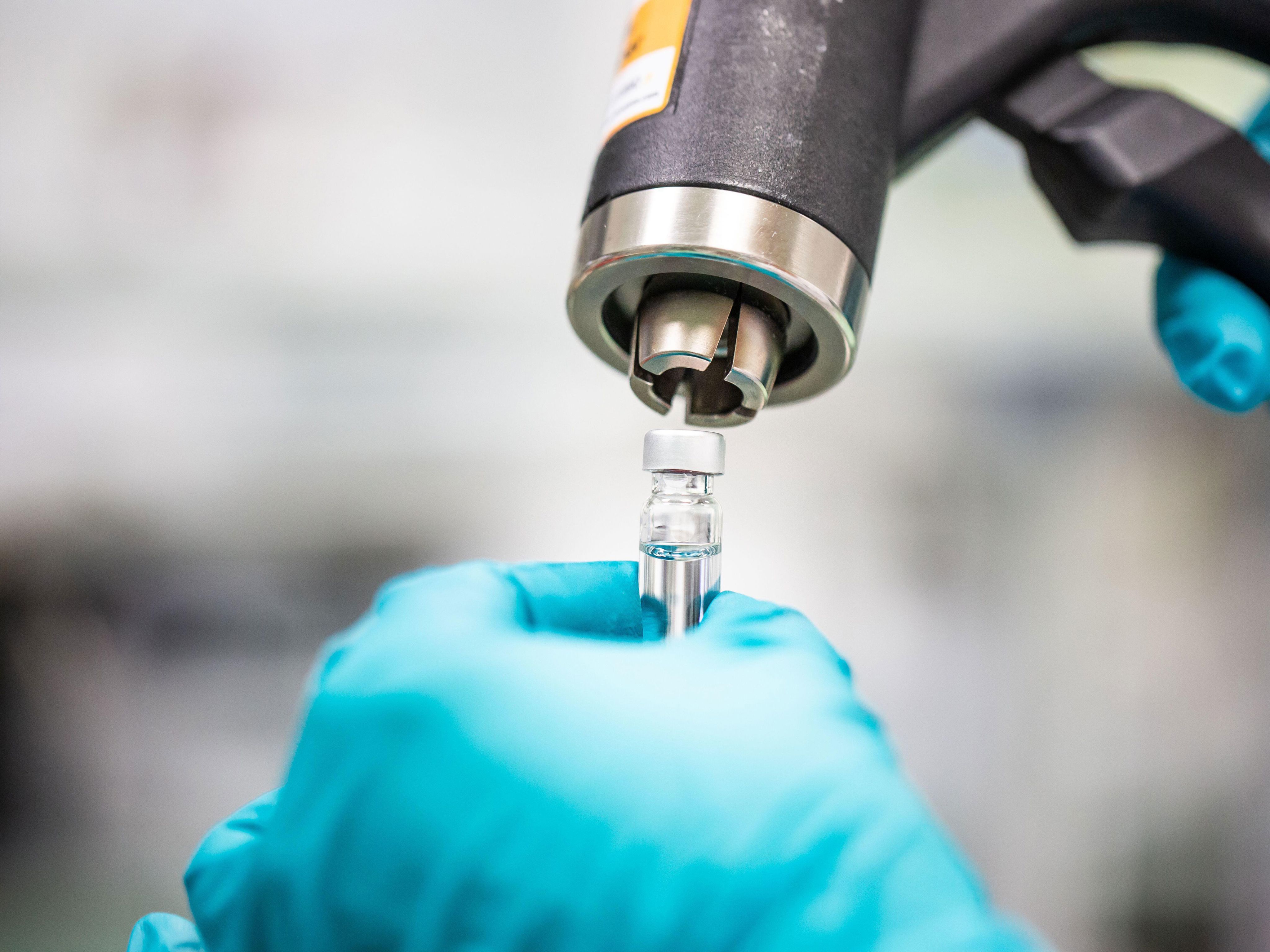 Close up of a researcher carrying out scientific research in a chemistry lab