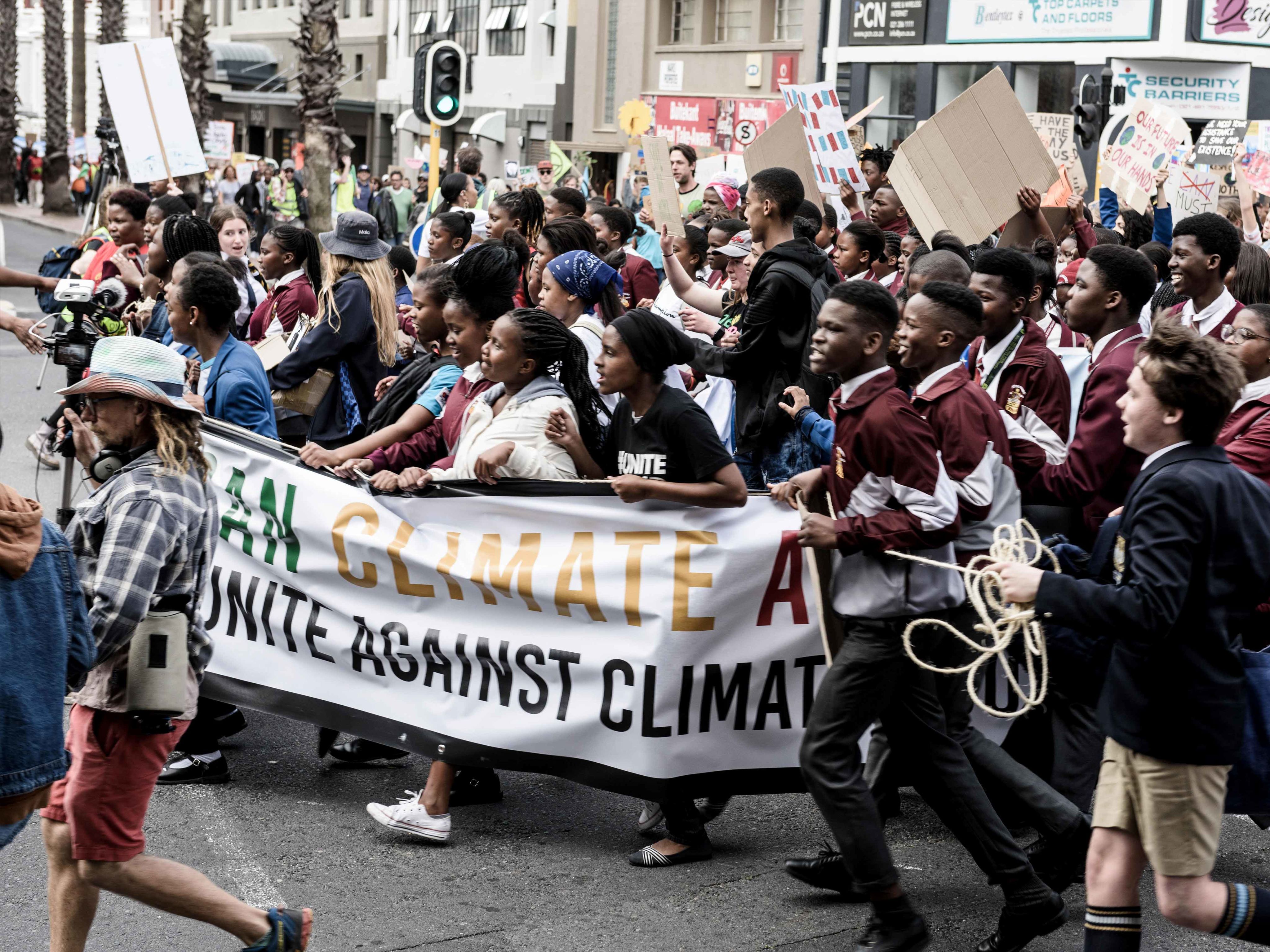 Students protest about climate change in Cape Town, South Africa