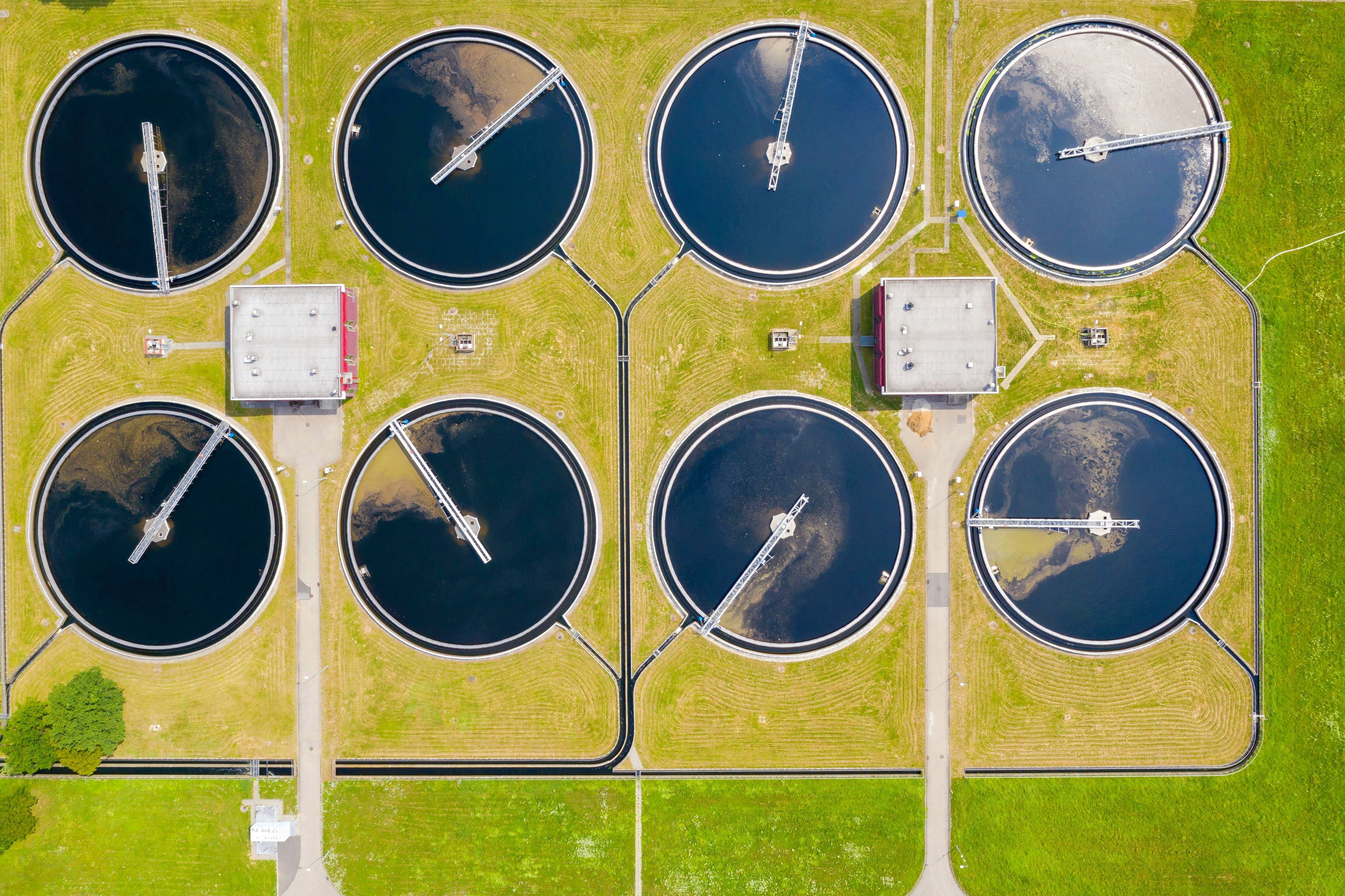 Aerial view of sewerage works