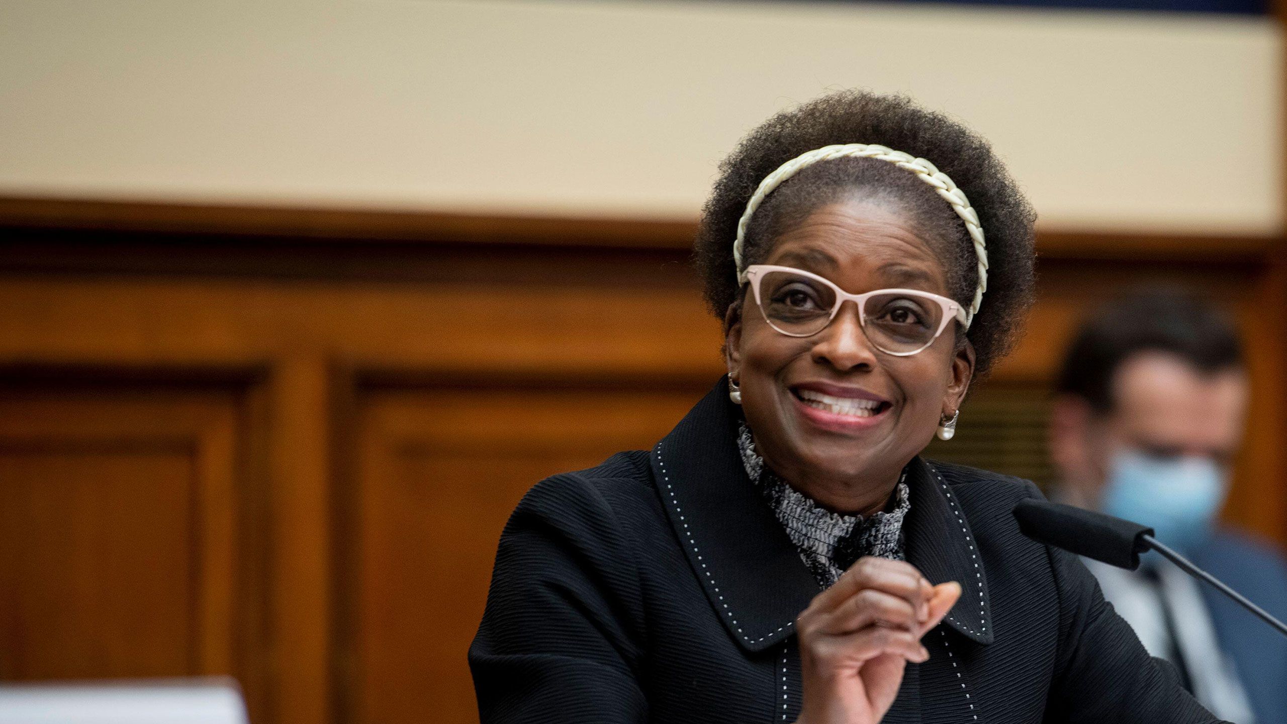 National Security Commission Commissioner Mignon Clyburn responds to questions during a House Armed Services Committee, Subcommittee on Cyber, Innovative Technologies, and Information Systems