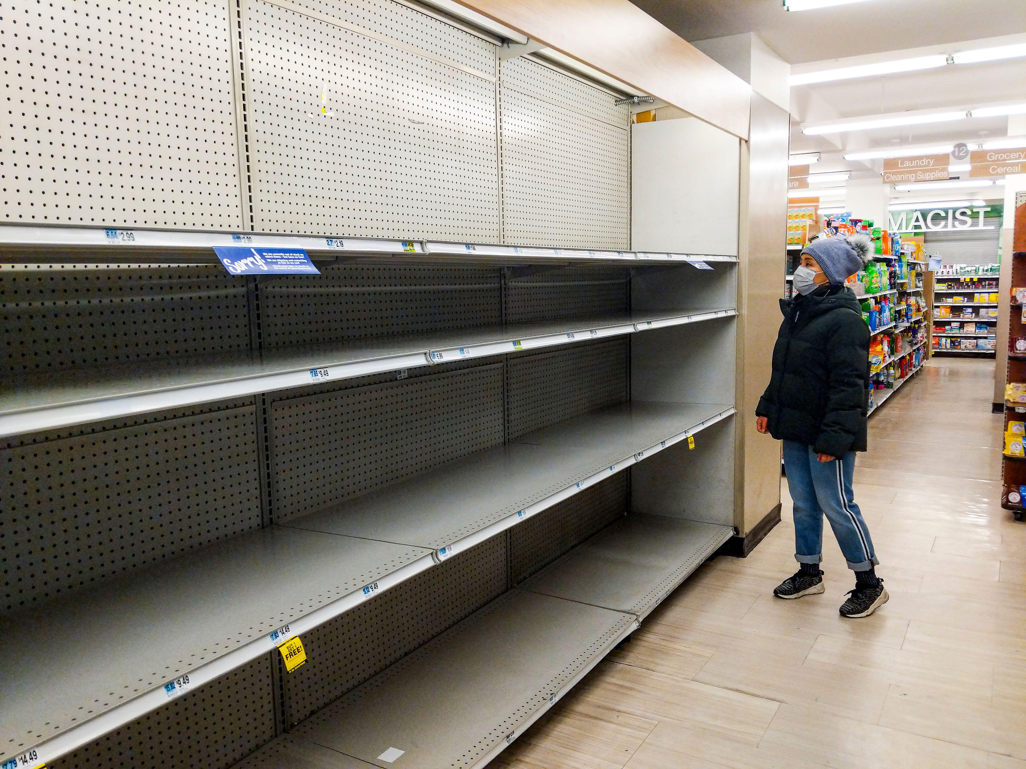 A common sight during the COVID-19 epidemic, empty store shelves.
