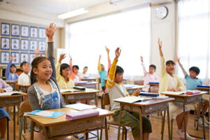 School children in a classroom in Japan