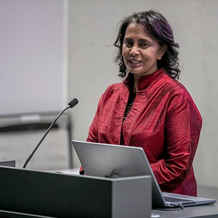 Professor Hamsa Venkat delivering a lecture