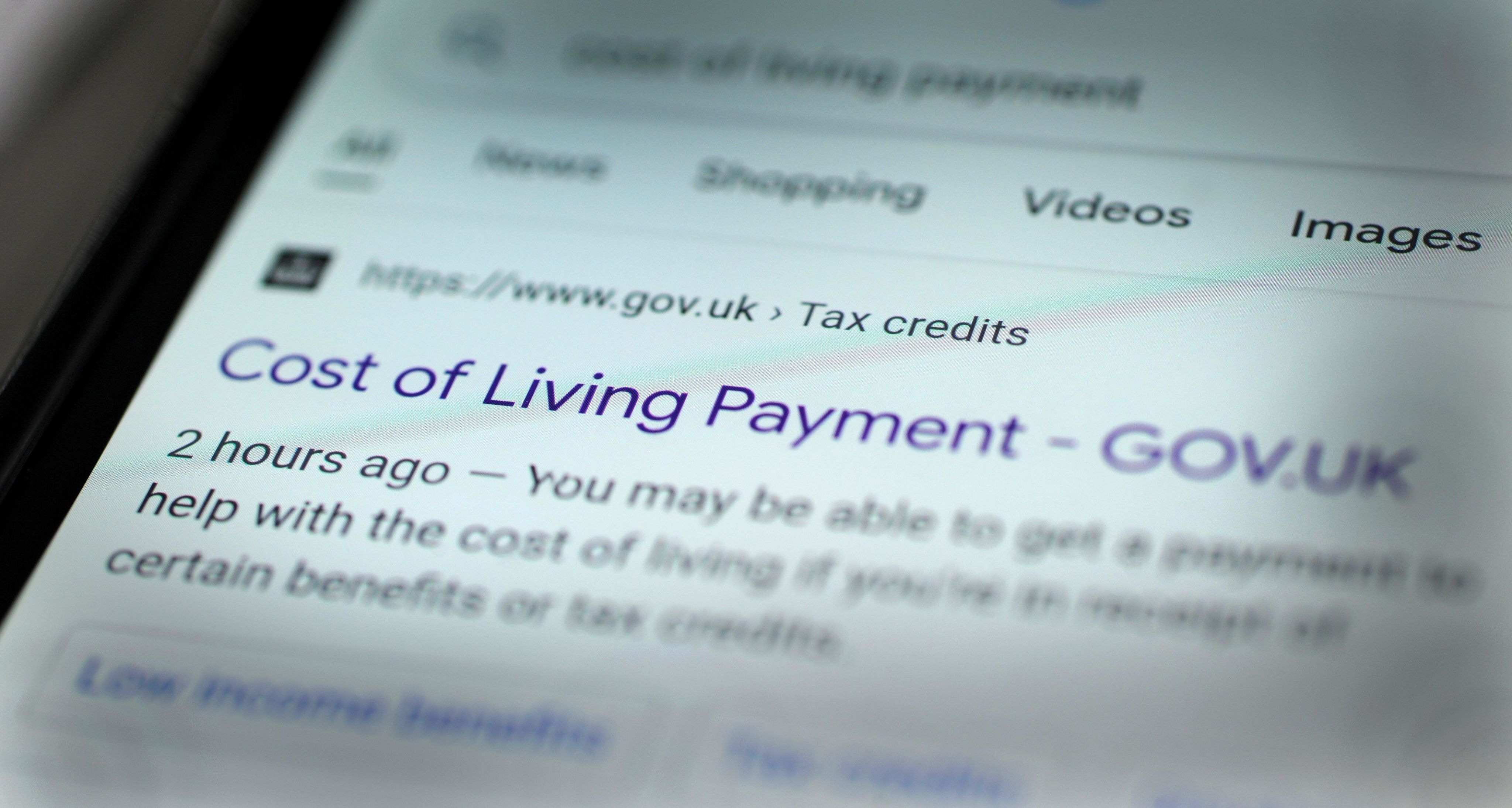 U.K. Government web page on phone screen