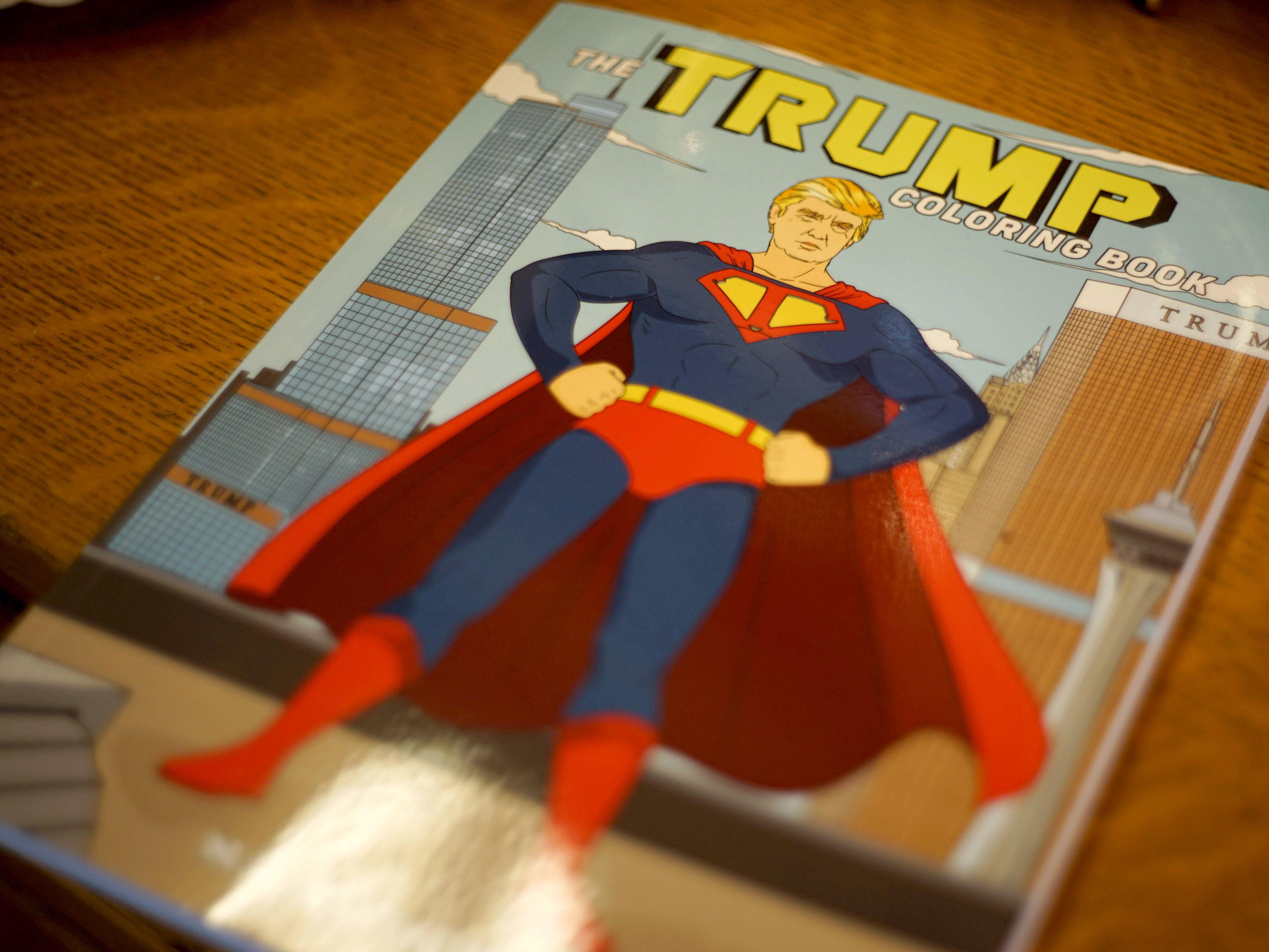 Coloring book with Donald Trump depicted as Superman