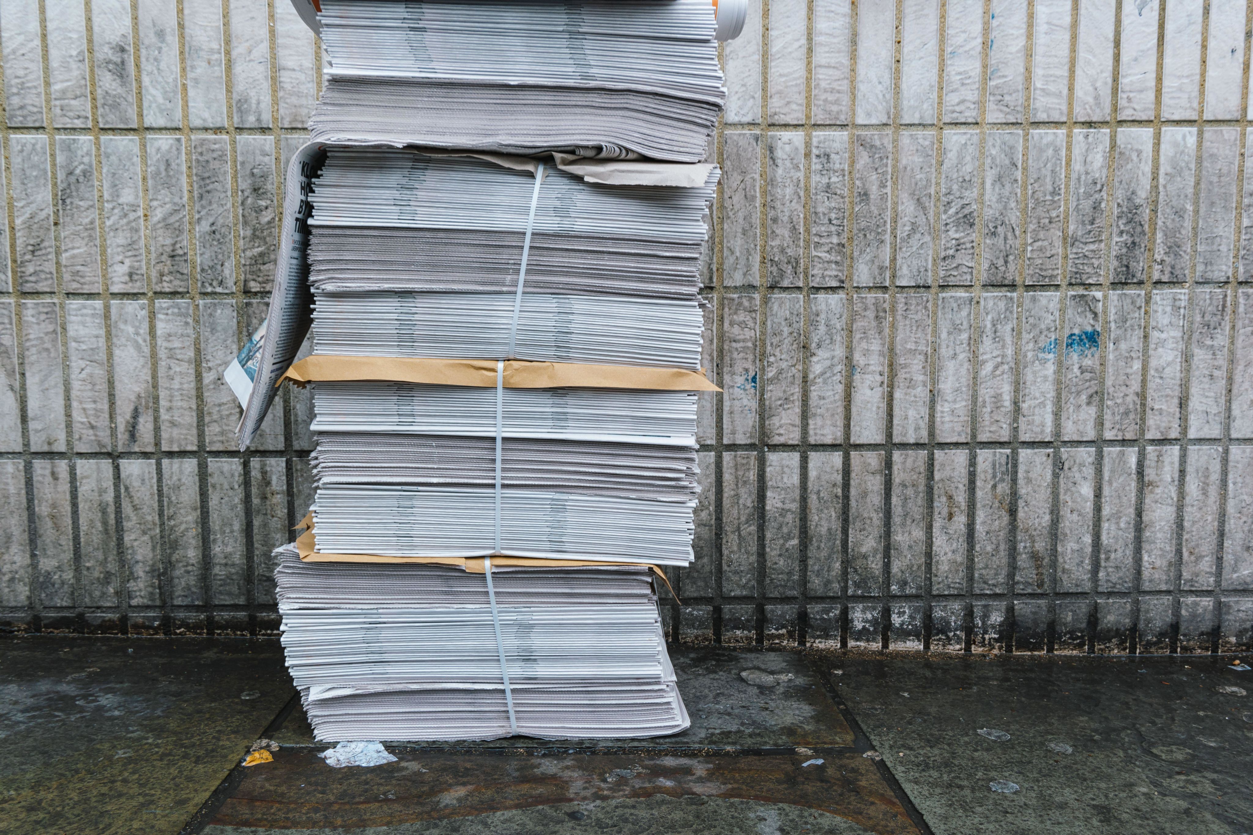 Pile of UK newspapers