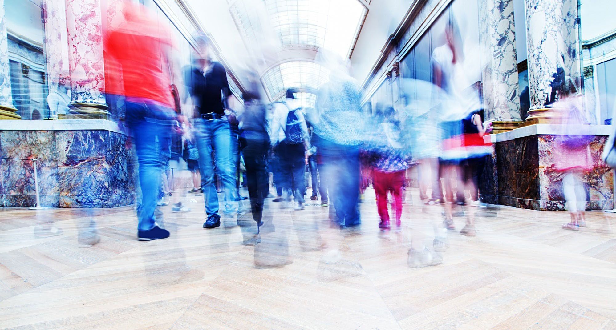 Timelapse shot of a crowd taken from ground level.