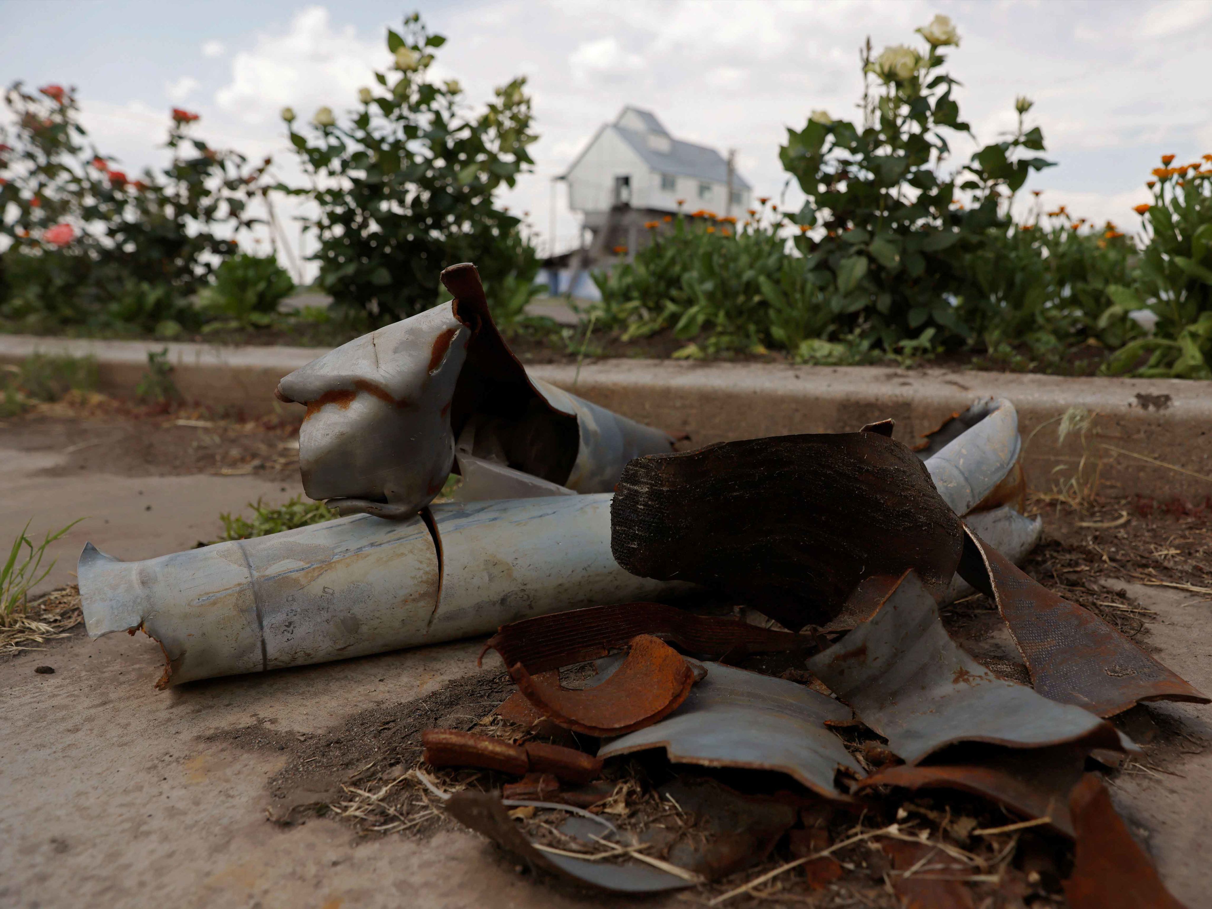 Spent shells on a farm in eastern Ukraine