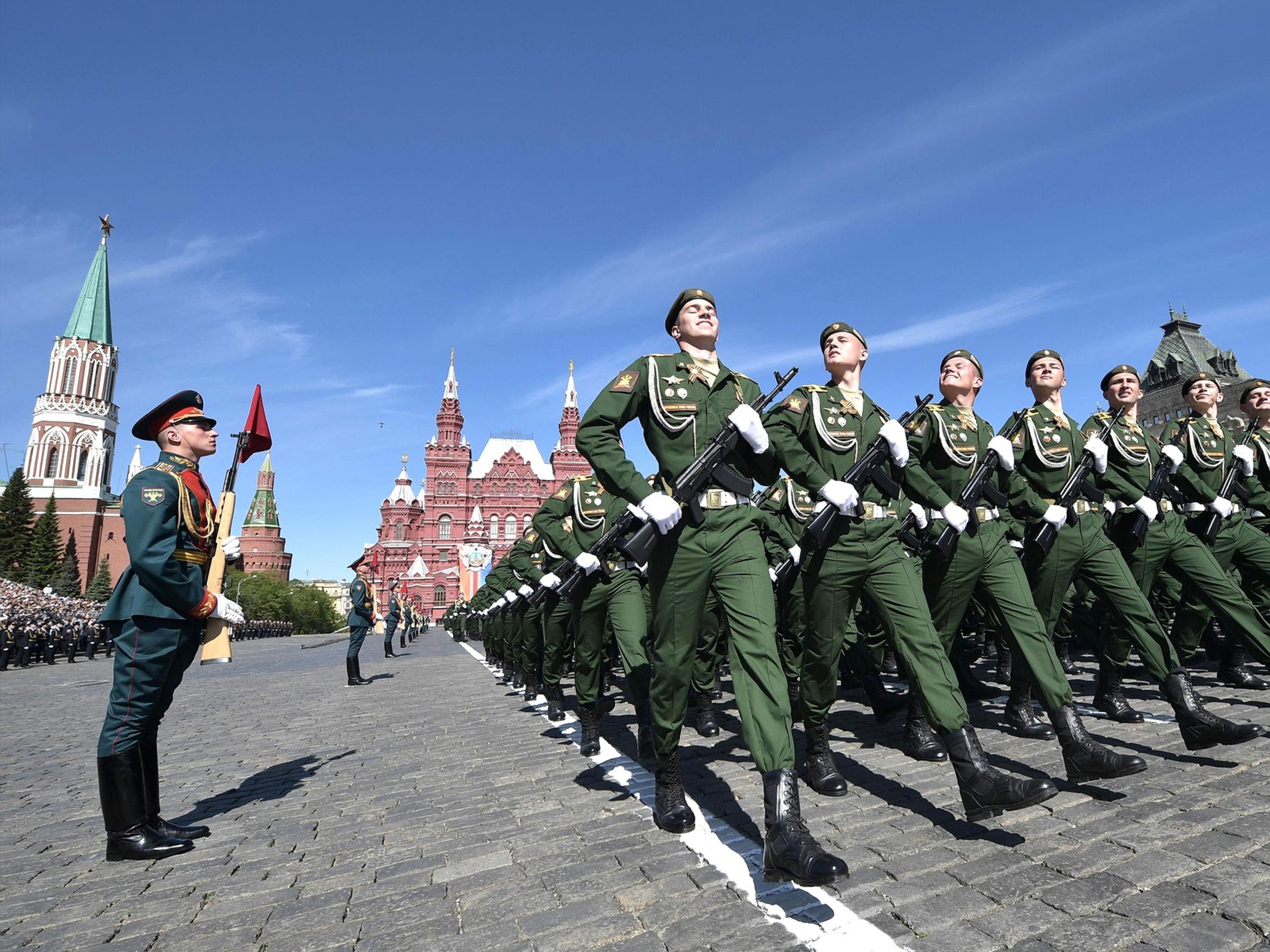 Russian military parade on sunny day