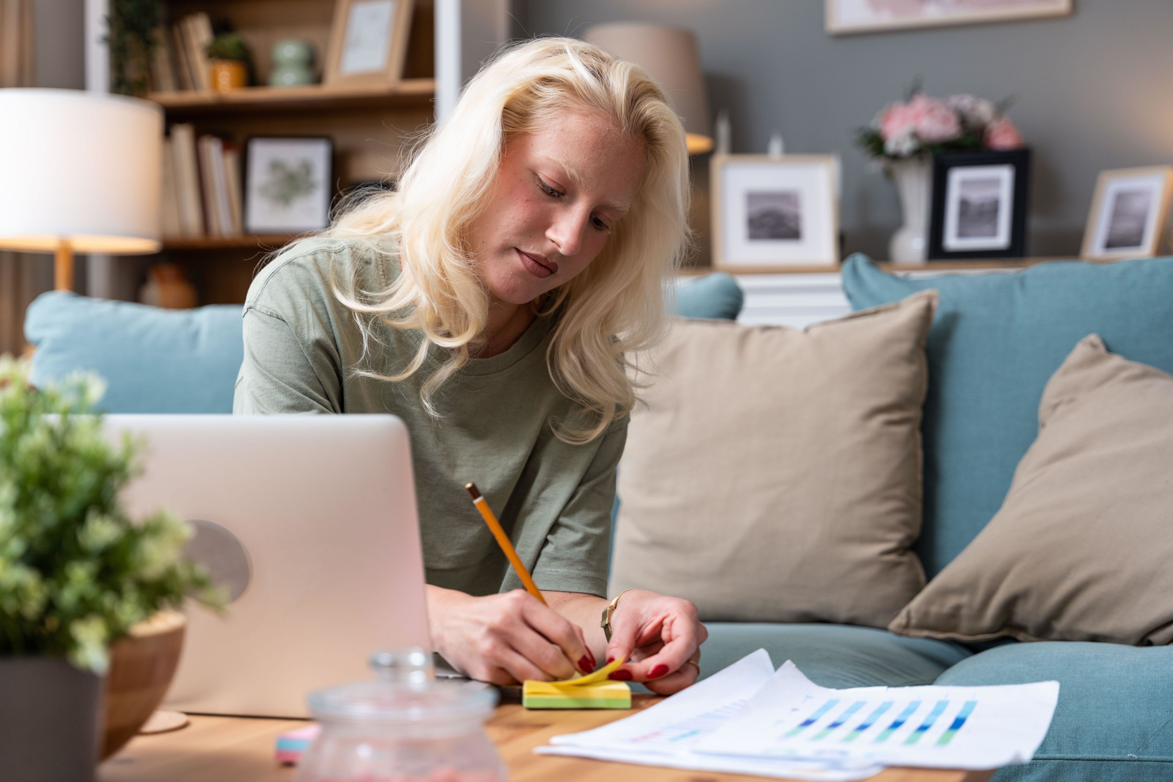 Teacher planning a lesson at home